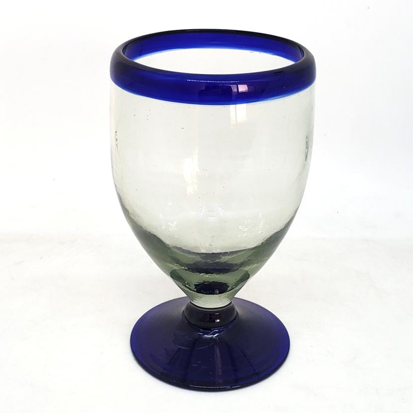 Sale Items / Cobalt Blue Rim 12 oz Short Stem Wine Glasses (set of 6) / Add sophistication to your table with these short stem all-purpose wine glasses. Each bordered with a beautiful blue rim.